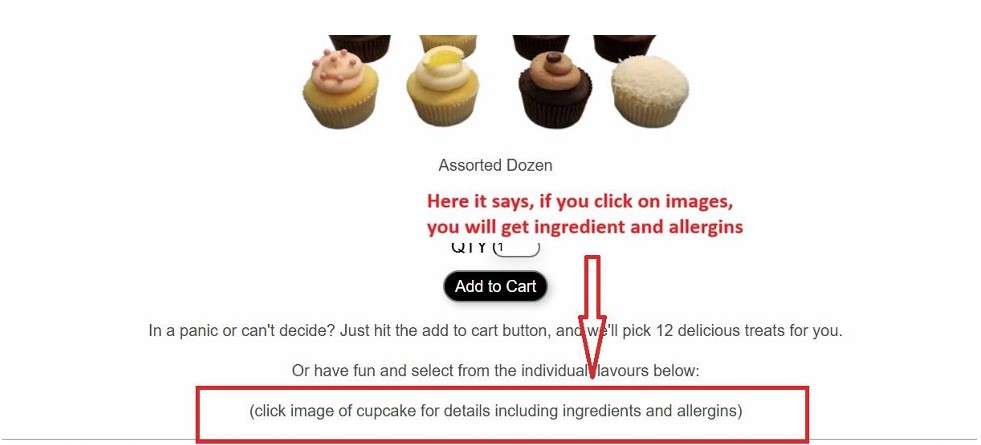 Cupcake modal redesign with ingredients