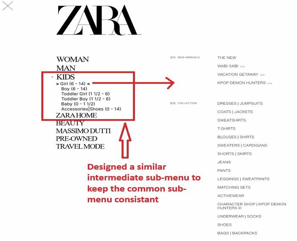 Kids menu redesigned for consistency