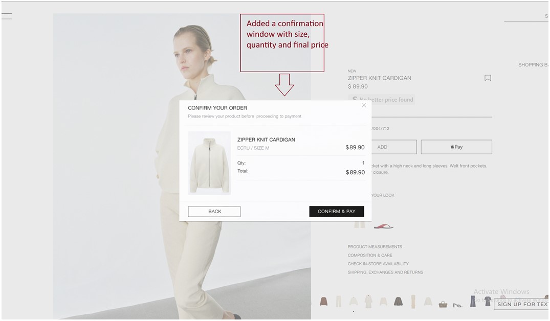 Checkout redesign with order confirmation modal