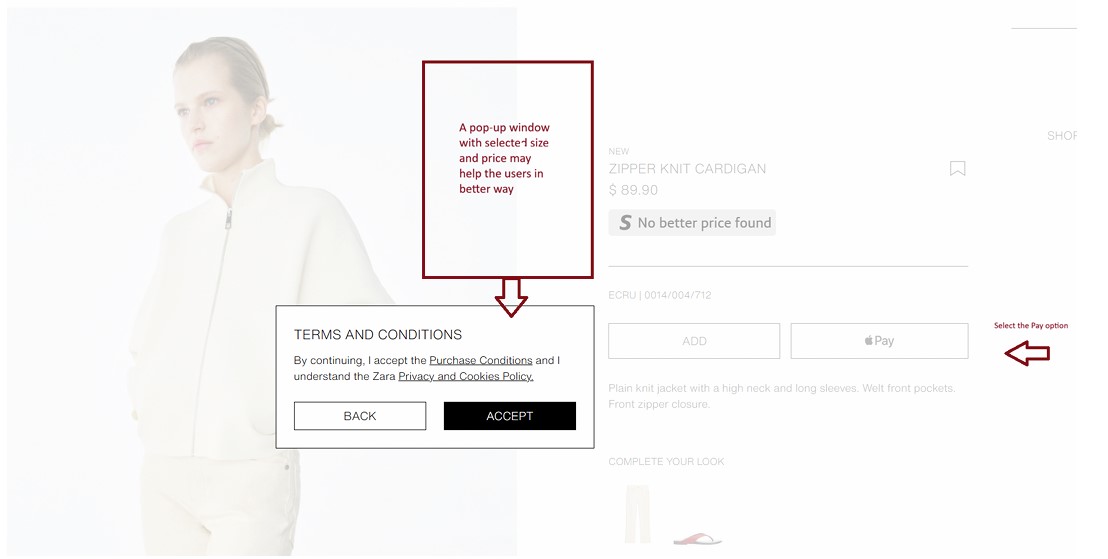 Checkout with premature Terms and Conditions pop-up